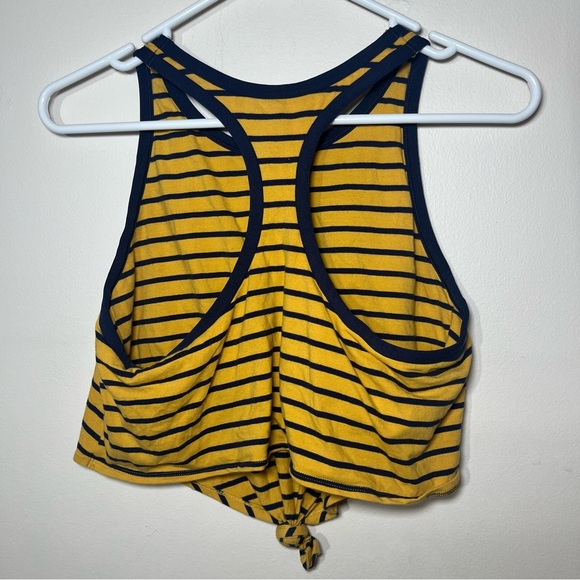 Aerie Yellow and Navy Striped Tank cropped Top size XL - Picture 2 of 6
